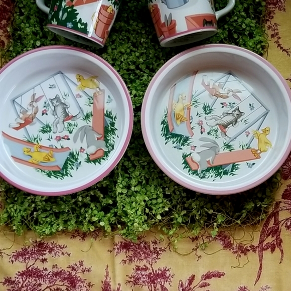 Vtg TIFFANY & Co. 1992 Animals GENDER Neutral Dishes PLAYGROUND 5 PC Set MINT EC - Picture 4 of 14